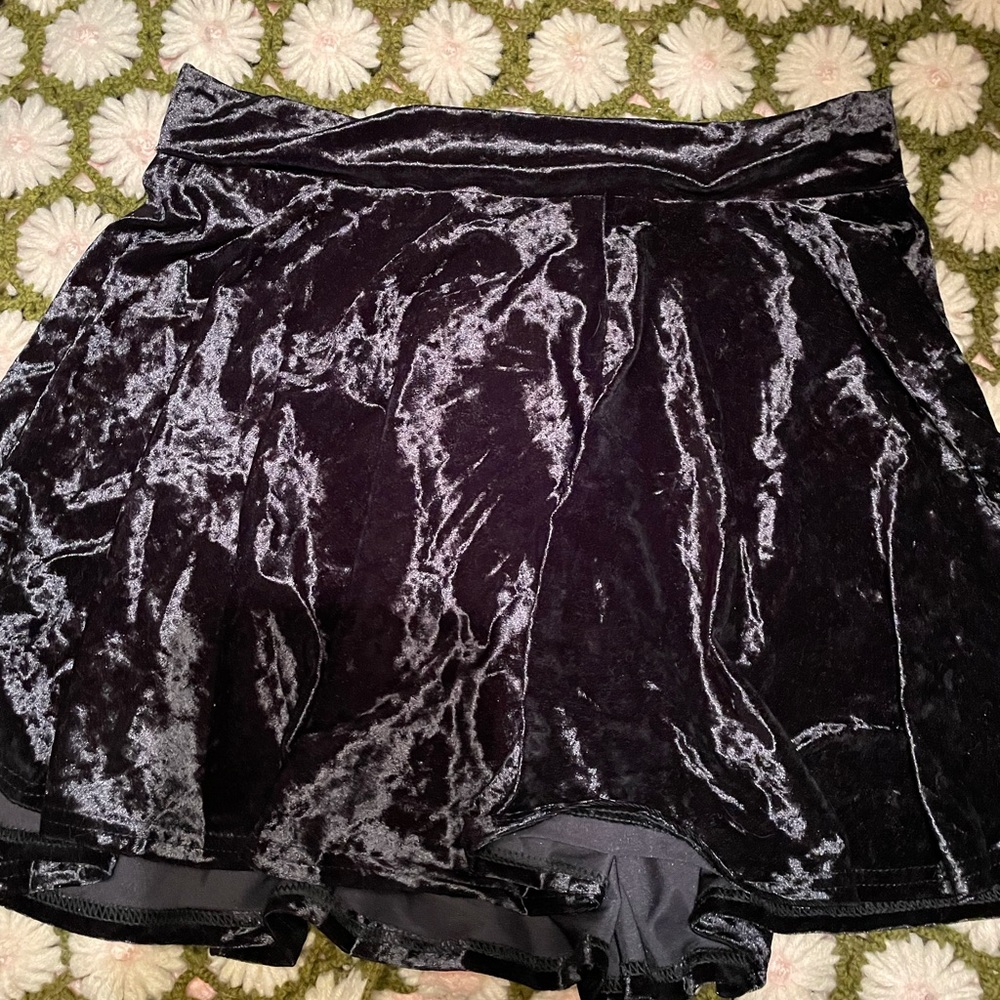 Velvet Black Skater Skirt XL